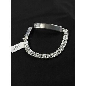 Sterling Silver 925 ID Bracelet Mens Curb Link Chain‎ Engravable Plate 7.5 Inch